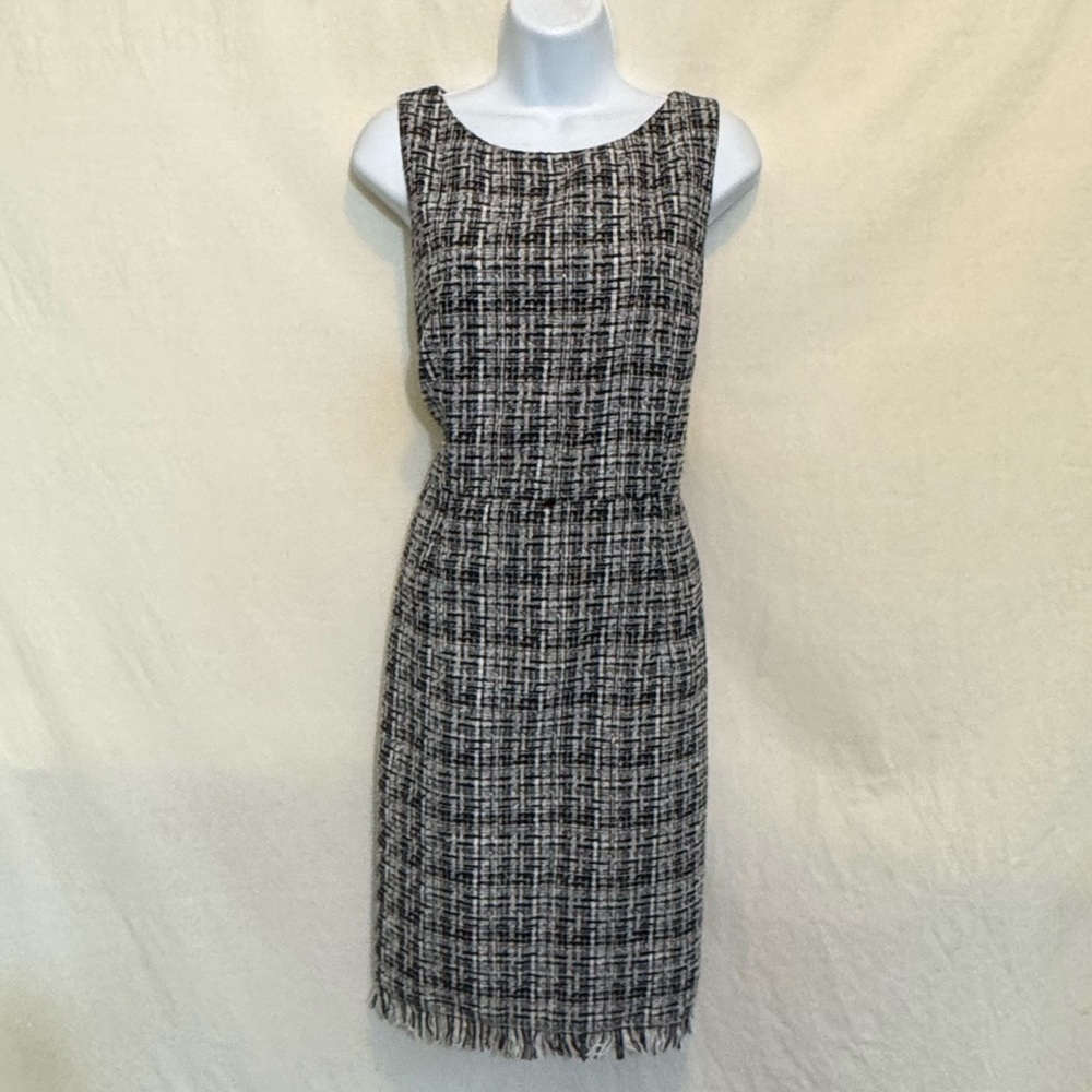 B-128 AGB Dress PLUS SIZE 14 Black & White Plaid Sleeveless‎ MIDI Dress